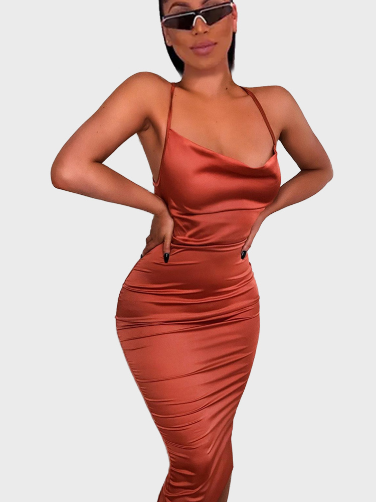 midi satin bodycon dress