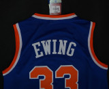 New York Knicks 尼克斯队 33号 帕特里克·尤因 蓝色 复古极品网眼球裤