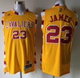 Cleveland Cavaliers 骑士队 23号 詹姆斯 黄色 复古黃色 极品网眼球衣