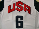 USA Basketball Dream 2012年伦敦奥运会 美国梦十 #6 詹姆斯 白色 刺绣球衣