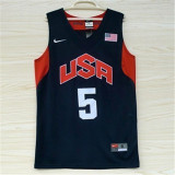 USA Basketball Dream 2012年伦敦奥运会 美国梦十 #5 杜兰特 蓝色 刺绣球衣