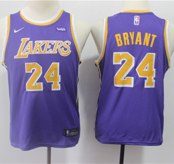 NBA kids Clothing  湖人24号科比新款紫色童装球迷版
