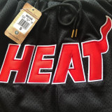 Miami Heat 热火队复古密绣拉链口袋球裤 黑色