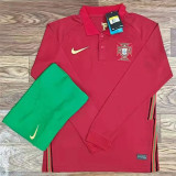 Long sleeve 2021 Portugal home Adult Jersey & Short Set High Quality
