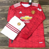 Long sleeve 20-21 Manchester United home Set.Jersey & Short High Quality