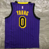Los Angeles Lakers 18赛季湖人队 紫色 条纹限定 0号 尼克杨