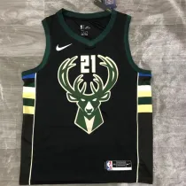 Milwaukee Bucks 雄鹿队 V领 黑色大鹿头 21号 霍勒迪