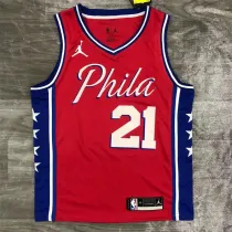 Philadelphia 76ers 21赛季 76人队 Jordan 主题 红色 21号 恩比德