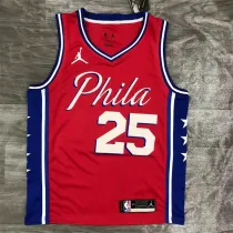 Philadelphia 76ers 21赛季 76人队 Jordan 主题 红色 25号 西蒙斯