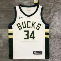 Milwaukee Bucks 21赛季 雄鹿队 BUCKS 主场 白色34号 阿德托昆博
