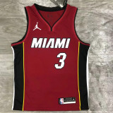 Miami Heat 21赛季热火队Jordan主题 V领 枣红色 3号 韦德
