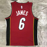Miami Heat 21赛季热火队Jordan主题 V领 枣红色 6号 詹姆斯