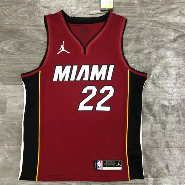 Miami Heat 21赛季热火队Jordan主题 枣红色 V领 22号 巴特勒