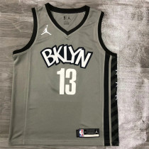 Brooklyn Nets 21赛季篮网队JORDAN主题灰色球衣 13号 哈登