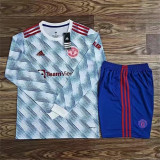 Long sleeve 21-22 Manchester United Away Set.Jersey & Short High Quality