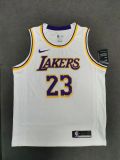 2021 NBA Lakers went v-neck white James Hot pressing NBA湖人队复古白色 23詹姆斯