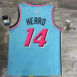 Miami Heat NBA 230克面料#热火队20年城市版 湖蓝色 14号希罗
