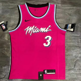Miami Heat NBA升级230克面料#热火队20年城市版 粉色 3号韦德
