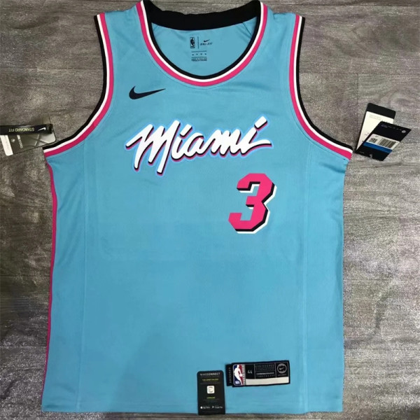 Miami Heat NBA 230克面料#热火队20年城市版 湖蓝色 3号韦德