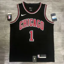 Chicago Bulls NBA 公牛队黑色圆领 1号罗斯
