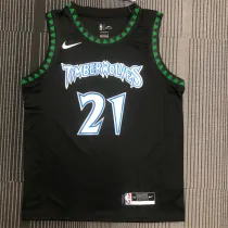 Minnesota Timberwolves NBA 18赛季复古 森林狼 黑色 21号 加内特