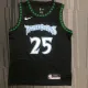 Minnesota Timberwolves NBA 18赛季复古 森林狼 黑色 25号 罗斯