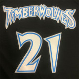 Minnesota Timberwolves NBA 18赛季复古 森林狼 黑色 21号 加内特