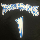 Minnesota Timberwolves NBA 18赛季复古 森林狼 黑色 1号 爱德华兹