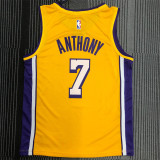 Los Angeles Lakers  湖人队 V领 黄色 7号 安东尼