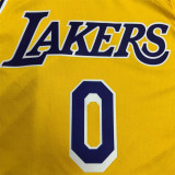 Los Angeles Lakers  湖人队 黄色 圆领 WESTBROOK 0号 威少