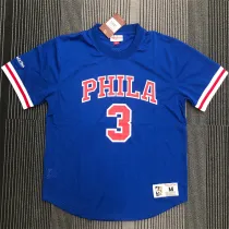 Philadelphia 76ers  Mitchellness 76人队 蓝色 3号 艾佛森 复古网眼短袖