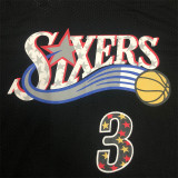 Philadelphia 76ers  Mitchellness 76人队 黑色 3号 艾佛森 复古网眼短袖