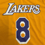 Los Angeles Lakers  Mitchellness 湖人队 黄色 8号 科比 复古网眼短袖