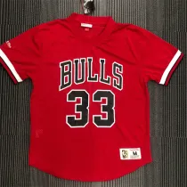 Chicago Bulls NBA Mitchellness 公牛队 红色 33号 皮蓬 复古网眼短袖