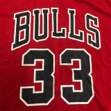 Chicago Bulls NBA Mitchellness 公牛队 红色 33号 皮蓬 复古网眼短袖