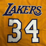 Los Angeles Lakers  Mitchellness 湖人队 黄色 34号 奥尼尔 复古网眼短袖