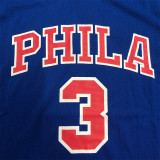 Philadelphia 76ers  Mitchellness 76人队 蓝色 3号 艾佛森 复古网眼短袖
