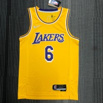 Los Angeles Lakers  75周年 湖人队 黄色 6号 詹姆斯