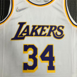 Los Angeles Lakers 75周年 湖人队 白色 34号 奥尼尔