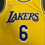 Los Angeles Lakers  75周年 湖人队 黄色 6号 詹姆斯
