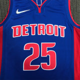 Detroit Pistons 75周年 活塞队 蓝色 25号 罗斯