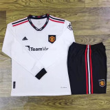 Long sleeve 22-23 Manchester United Away Set.Jersey & Short High Quality