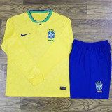 Long sleeve 2022 Brazil home Adult Jersey & Short Set Quality