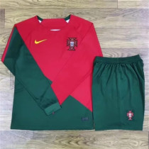 Long sleeve 2022 Portugal home Adult Jersey & Short Set Quality
