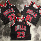 Chicago Bulls SW公牛队96赛季黑条纹33号 皮蓬