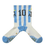 2022 Argentina Messi No. 10 Three star medium towel football socks