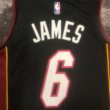 23 Miami Heat NBA 23赛季 热火队 V领 黑色 6号 詹姆斯