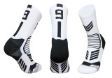 0-9 Number Basketball Socks White Number 9  (Single pack)