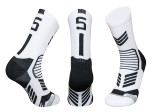 0-9 Number Basketball Socks White Number 1  (Single pack)