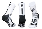 0-9 Number Basketball Socks White Number 6  (Single pack)